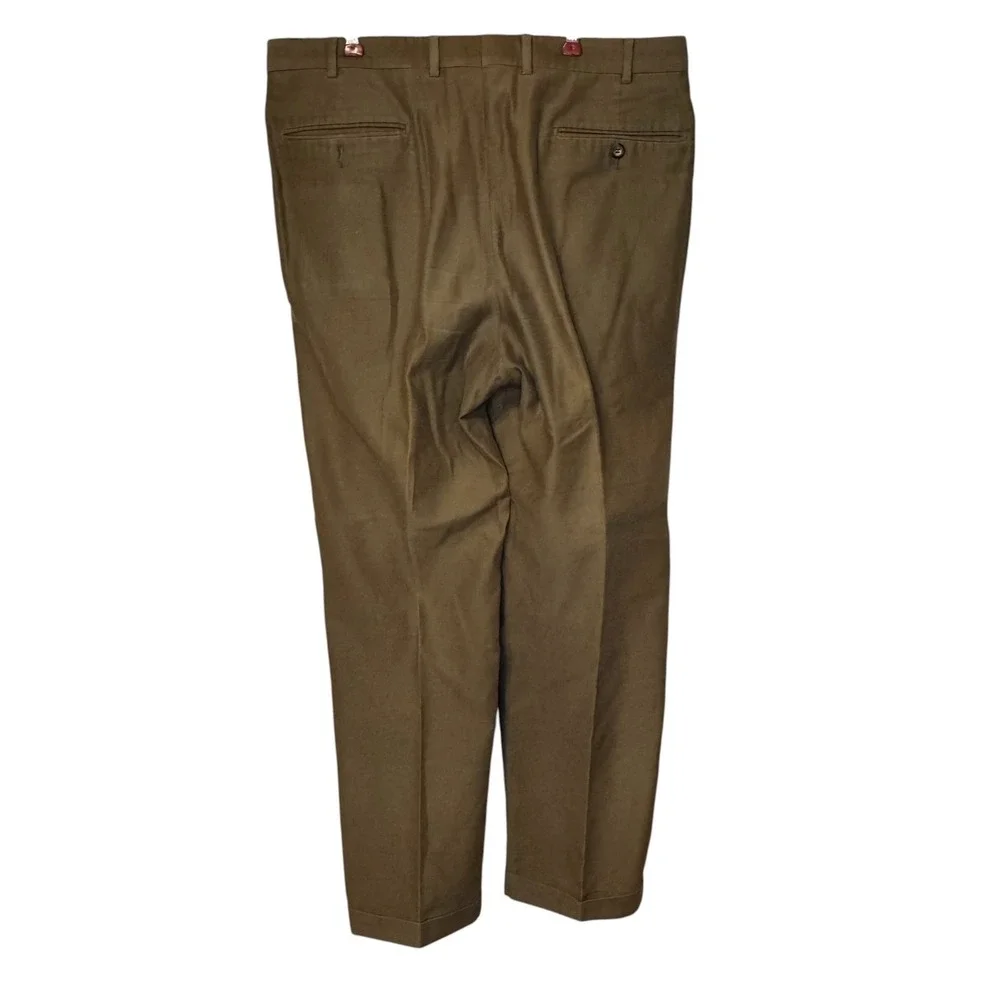 Ermenegildo Zegna Mens Pants Thin Wale Corduroy Soft Pleated Cuffed Cotton 34X30